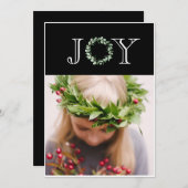 Cartes Pour Fêtes Annuelles Joy Photo Élégant Noël Personnalisé (Devant / Derrière)