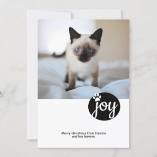 Cartes Pour Fêtes Annuelles Joy Photo Personnalisée Chat de Noël Empreinte de 
