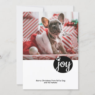 Cartes Pour Fêtes Annuelles Joy Photo Personnalisée Empreinte de patte de chie