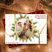 Cartes Pour Fêtes Annuelles Joy Pine Boughs Wreath Photo de Noël