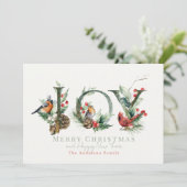 Cartes Pour Fêtes Annuelles JOY Pine Cone Red Berry Birds Noël (Debout devant)