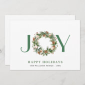 Cartes Pour Fêtes Annuelles JOY Pine Cones Fir Wreath Noël (Devant / Derrière)