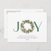 Cartes Pour Fêtes Annuelles JOY Pine Cones Wreath Noël Salutation Entreprise (Devant / Derrière)