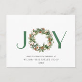 Cartes Pour Fêtes Annuelles JOY Pine Cones Wreath Noël Salutation Entreprise (Devant)