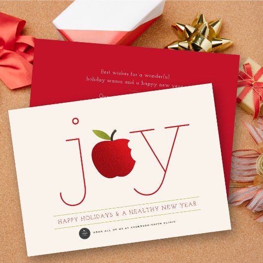 Cartes Pour Fêtes Annuelles Joy Rouge Pomme en santé Entreprise moderne