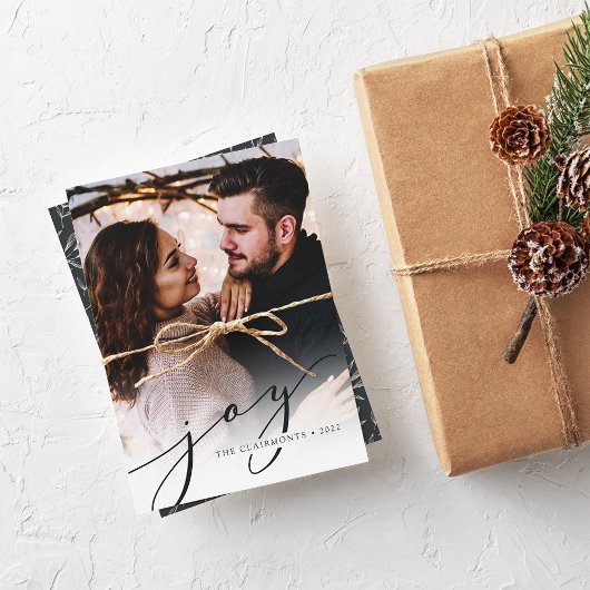 Cartes Pour Fêtes Annuelles Joy Script | Élégant Noël vertical