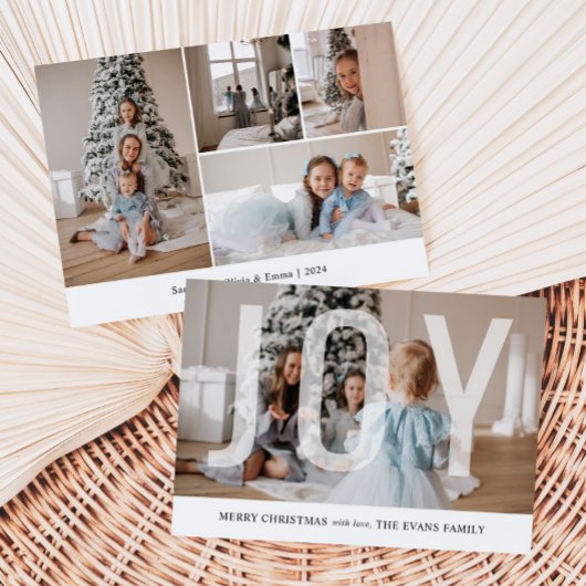 Cartes Pour Fêtes Annuelles Joy Script Photo Collage Noël