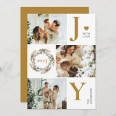 Cartes Pour Fêtes Annuelles Joy Stylish Modern Photo Collage | Noël or (Devant / Derrière)