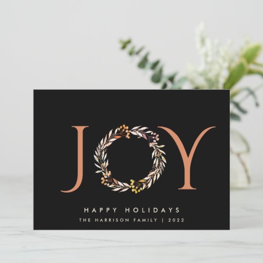 Cartes Pour Fêtes Annuelles Joy Terracotta Noir Noël 2022 (Debout devant)