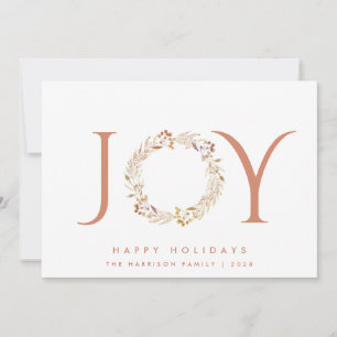 Cartes Pour Fêtes Annuelles Joy Terracotta Wreath Aquarelle Noël