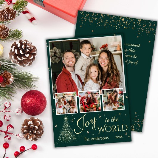Cartes Pour Fêtes Annuelles Joy to the world 4 photo collage mignon Noël