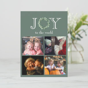 Cartes Pour Fêtes Annuelles Joy to the World 4 Photos Personnalisées
