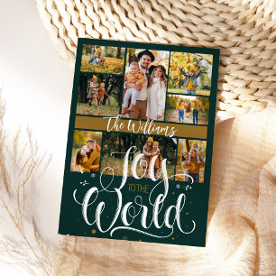 Cartes Pour Fêtes Annuelles Joy to the World 8 Photo Forest Green Christmas