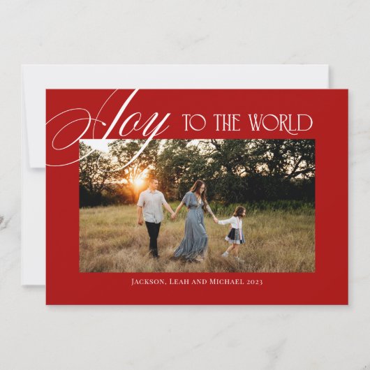 Cartes Pour Fêtes Annuelles Joy to the World Christmas Design Red (Devant)