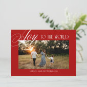 Cartes Pour Fêtes Annuelles Joy to the World Christmas Design Red (Debout devant)