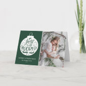 Cartes Pour Fêtes Annuelles Joy To The World Citer Green Photo Joyeux Noël (Devant)