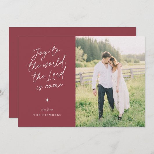 Cartes Pour Fêtes Annuelles Joy to the World Handwriting Religious Christmas (Devant / Derrière)