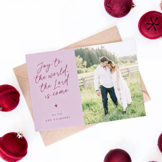 Cartes Pour Fêtes Annuelles Joy to the World Handwriting Religious Christmas