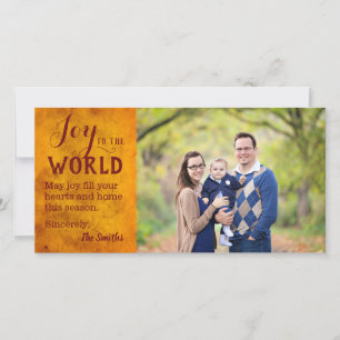 Cartes Pour Fêtes Annuelles Joy to the World Holiday Crimson & Gold