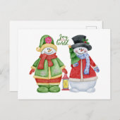 Cartes Pour Fêtes Annuelles Joy to the World - Jote Christmas Snowmen (Devant / Derrière)