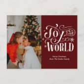 Cartes Pour Fêtes Annuelles Joy to the World Red Calligraphy Photo Moderne (Devant)