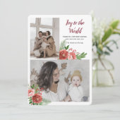 Cartes Pour Fêtes Annuelles Joy to the world Salutation de vacances avec photo (Debout devant)