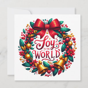 Cartes Pour Fêtes Annuelles Joy to the World Wreath Greeting Card
