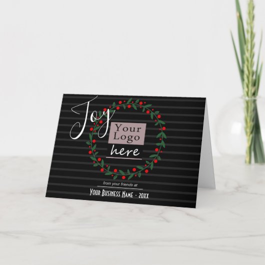 Cartes Pour Fêtes Annuelles Joy Wreath logo et photo (Devant)