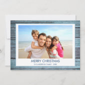 CARTES POUR FÊTES ANNUELLES JOYE NOËL RUSTIQUE PLAGE EN BOIS PHOTO (Devant)