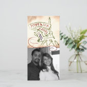 Cartes Pour Fêtes Annuelles Joyeaux Noël Eiffel Tower Christmas Photo Card (Debout devant)