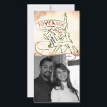 Cartes Pour Fêtes Annuelles Joyeaux Noël Eiffel Tower Christmas Photo Card<br><div class="desc">This Christmas greeting card bears the eiffel tower in fun fountain-pen style line art, as well as "Merry Christmas and Happy New Year!" in French for that extra Parisian touch. Background is a faded sepia antique map of France, for even more vintage charm. A red flourish swirls over your own...</div>