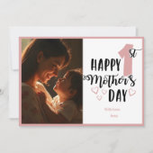Cartes Pour Fêtes Annuelles Joyeuse 1ère fête des mères en rose avec coeur & p (Devant)