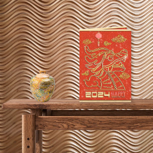 Cartes Pour Fêtes Annuelles Joyeuse année chinoise rouge or Nouvel An du Drago