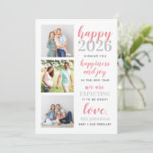 Cartes Pour Fêtes Annuelles Joyeuse Année Rose En Attente pour 2026 (Debout devant)