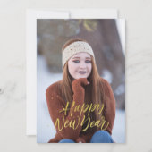 Cartes Pour Fêtes Annuelles Joyeuse Année Script Faux Or (Devant)