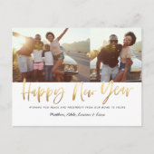 Cartes Pour Fêtes Annuelles joyeuse année script or multi photo nouvel an (Devant)