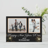 Cartes Pour Fêtes Annuelles Joyeuse Année | Superposition de photo simple Cart (Debout devant)