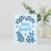 Cartes Pour Fêtes Annuelles Joyeuse aquarelle botanique Hanoukka (Debout devant)