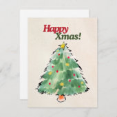 Cartes Pour Fêtes Annuelles Joyeuse aquarelle moderne de Noël (Devant / Derrière)