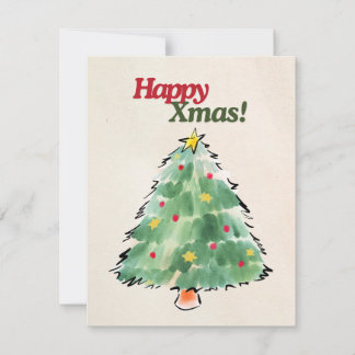 Cartes Pour Fêtes Annuelles Joyeuse aquarelle moderne de Noël