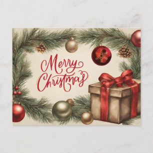 Cartes Pour Fêtes Annuelles Joyeuse branche de pin de Noël avec ornements