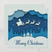 Cartes Pour Fêtes Annuelles Joyeuse calgraphie de Noël Père Noël Sleigh Reinde (Devant / Derrière)