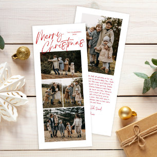 Cartes Pour Fêtes Annuelles Joyeuse calligraphie de Noël Cinq mince photo