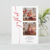 Cartes Pour Fêtes Annuelles Joyeuse calligraphie de Noël Script Photo (Debout devant)