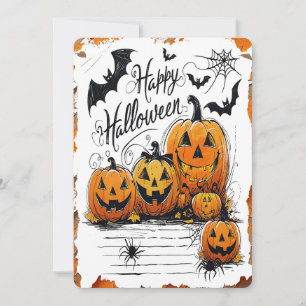Cartes Pour Fêtes Annuelles Joyeuse célébration d'Halloween Citrouilles Chauve