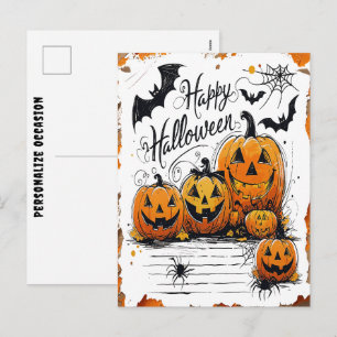 Cartes Pour Fêtes Annuelles Joyeuse célébration d'Halloween Citrouilles Chauve