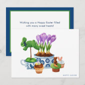 Cartes Pour Fêtes Annuelles Joyeuse Chinoiserie de Pâques & Cupcakes Bunny (Devant / Derrière)