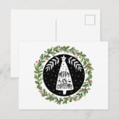 Cartes Pour Fêtes Annuelles Joyeuse couronne d'aquarelle de Noël (Devant / Derrière)