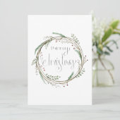 Cartes Pour Fêtes Annuelles Joyeuse couronne d'aquarelle de Noël (Debout devant)