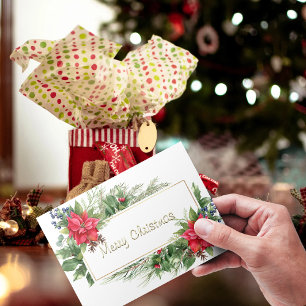 Cartes Pour Fêtes Annuelles Joyeuse couronne de Noël encadrée Hiver Rouge Salu